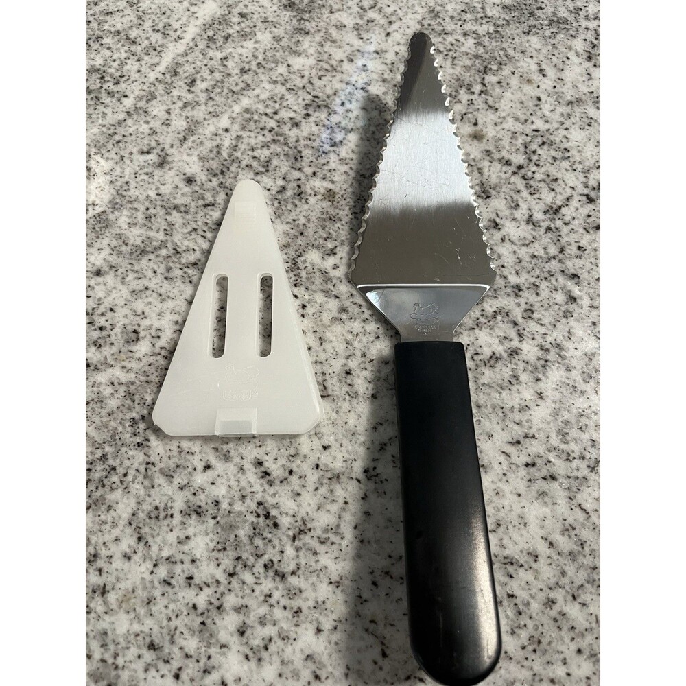 Pampered Chef Stainless Steel Serrated Pie Cake Server Black Handle Taiwan